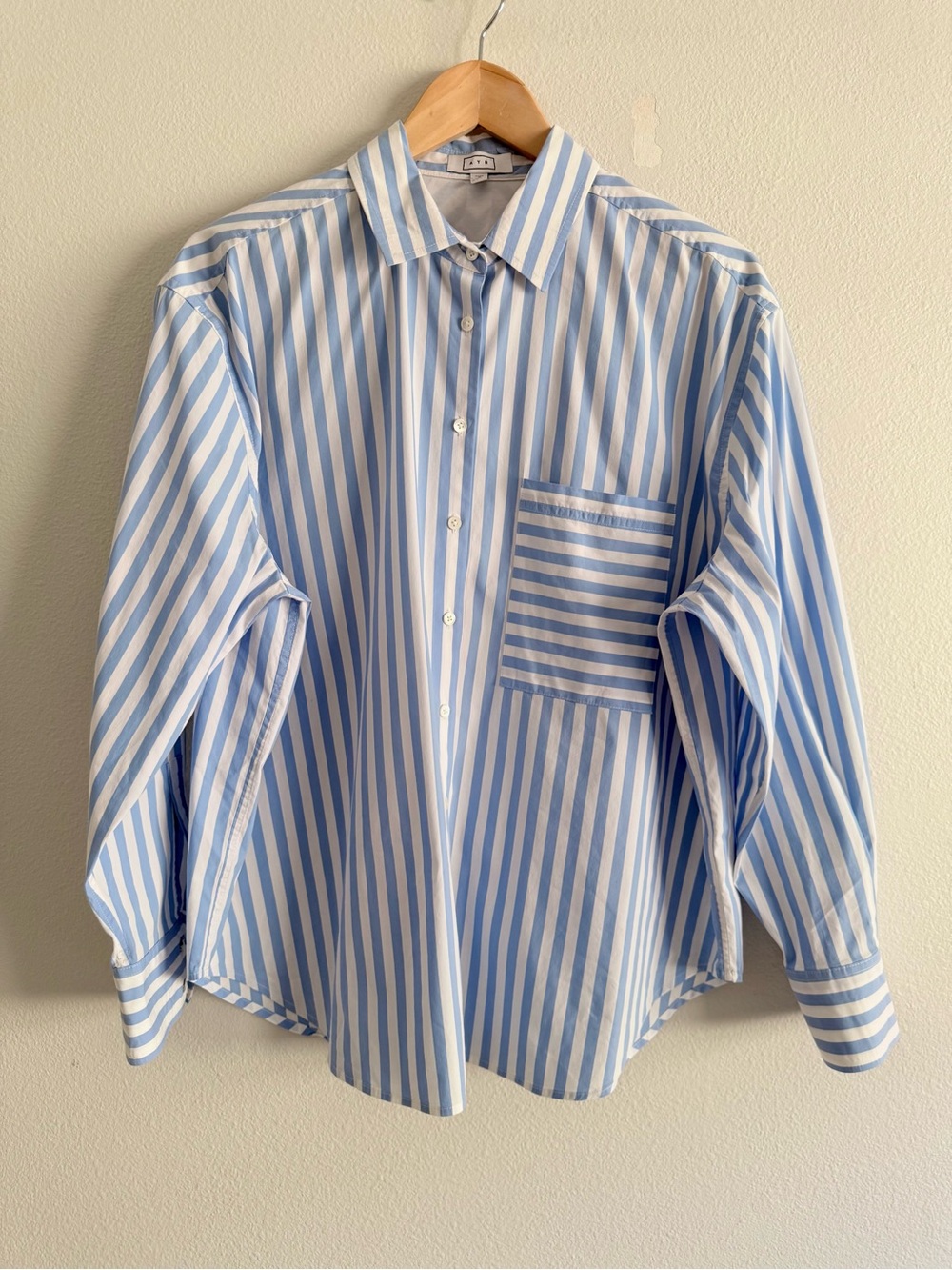 Ayr The Deep End Button Down Shirt Women’s Size XL blue stripe
